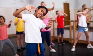 group of kids dancing