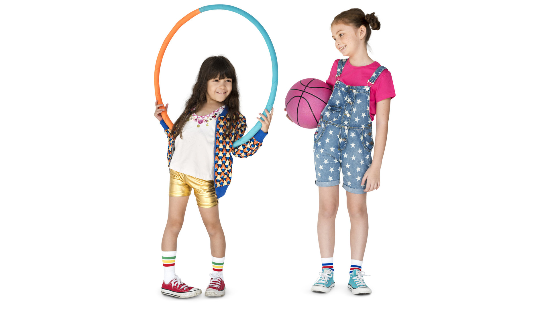 Hula hoop and basketball girls