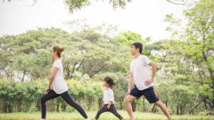 family stretching out