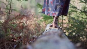 a person feet on a trunk 