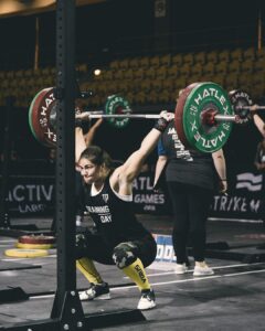 Natalie lifting weights