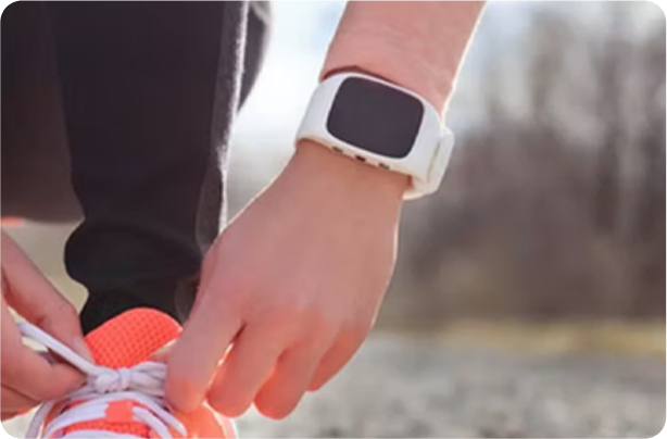 A person’s wrist wearing a smartwatch