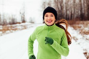lady jogging and smiling
