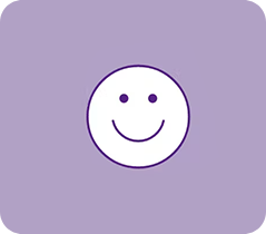 Purple happy face graphic