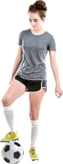 Athletic Teen Girl Playing Soccer Ball 