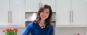 Registered dietitian Sue Mah doing meal prep in a kitchen