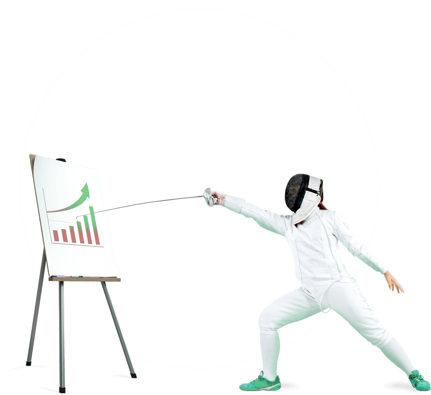 focus-banner-image Personne en tenue d’escrime pointant un tableau avec un fleuret