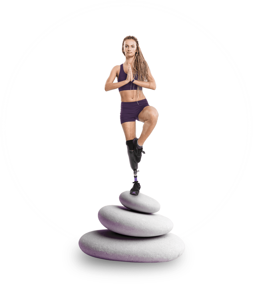 wellness-banner-image Une femme en équilibre sur des galets