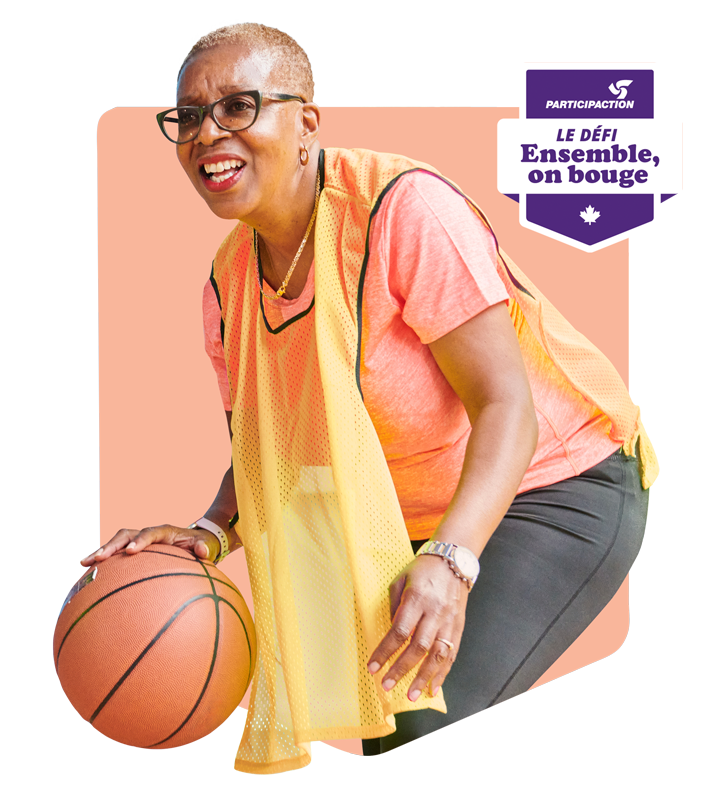 cc2023-banner-fr femme qui dribble avec logo de defi ensemble on bouge