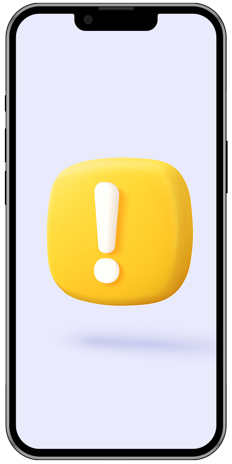phone with only and exclamation box displayed on the screen phone with only and exclamation box displayed on the screen