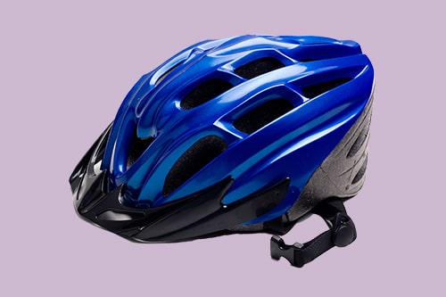 a blue bikers helmet is shown