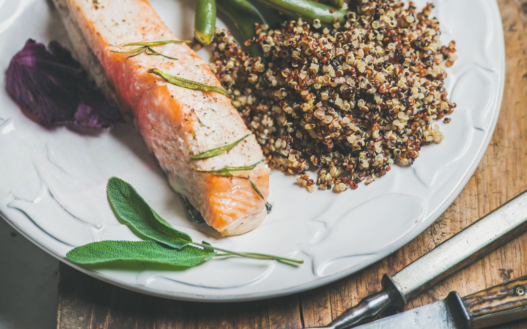 Fuel your movement recipe of the month: Miso salmon with cooked greens and quinoa
